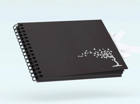 A black scrapbooking album that highlights your most beautiful moments